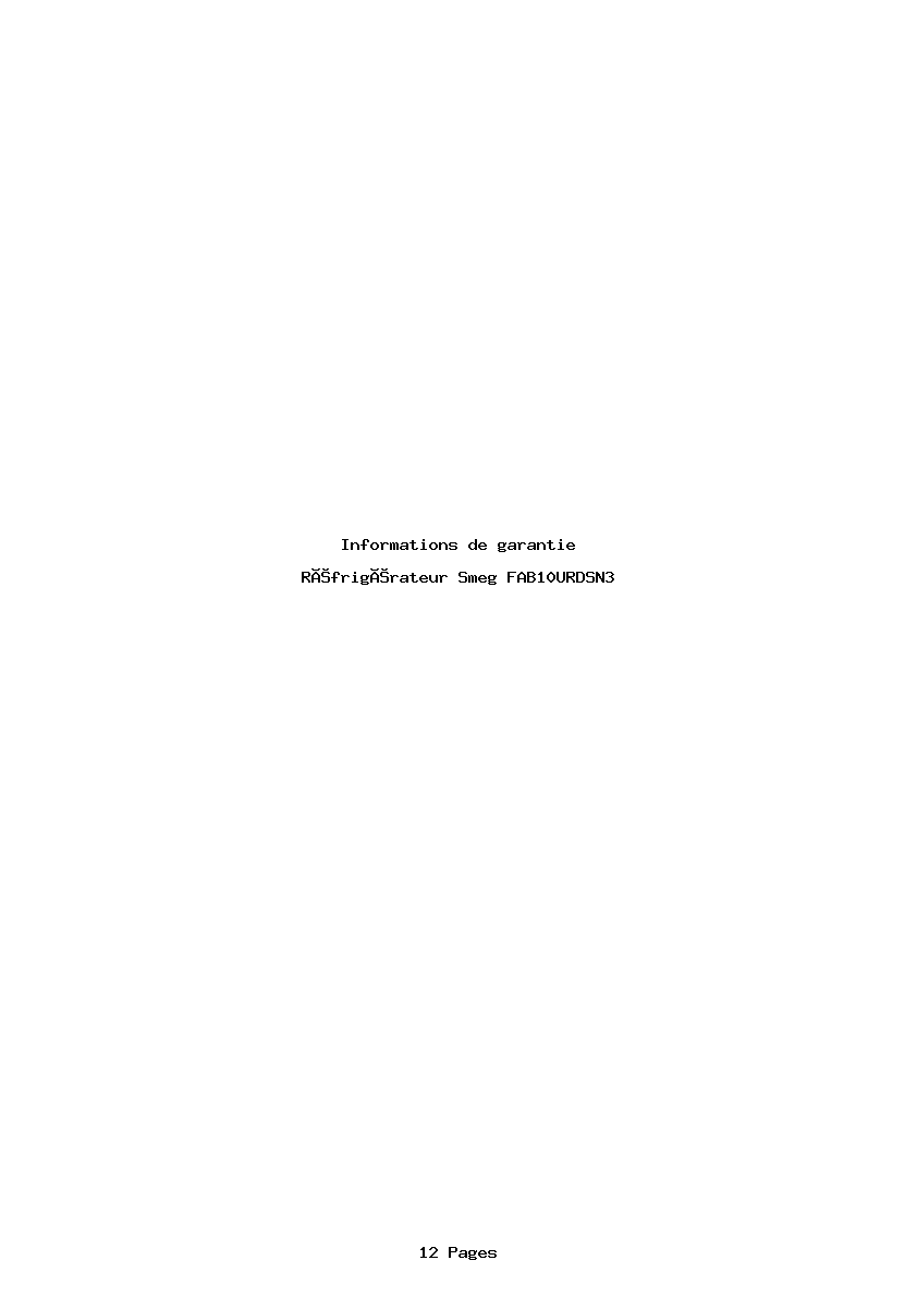 Page 1 de la notice Informations de garantie Smeg FAB10URDSN3