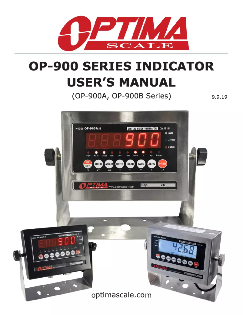 Page 1 de la notice Manuel utilisateur Optima Scale OP-412