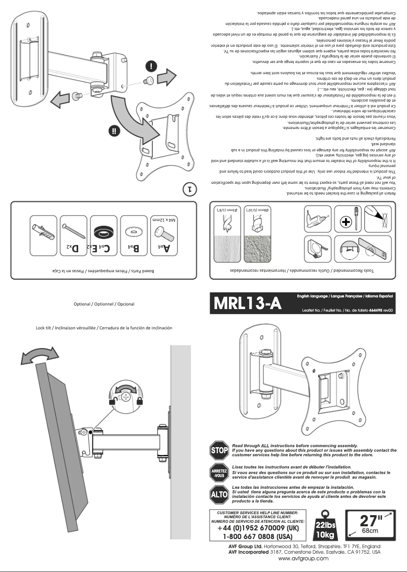 Page 1 de la notice Manuel utilisateur AVF MRL13-A