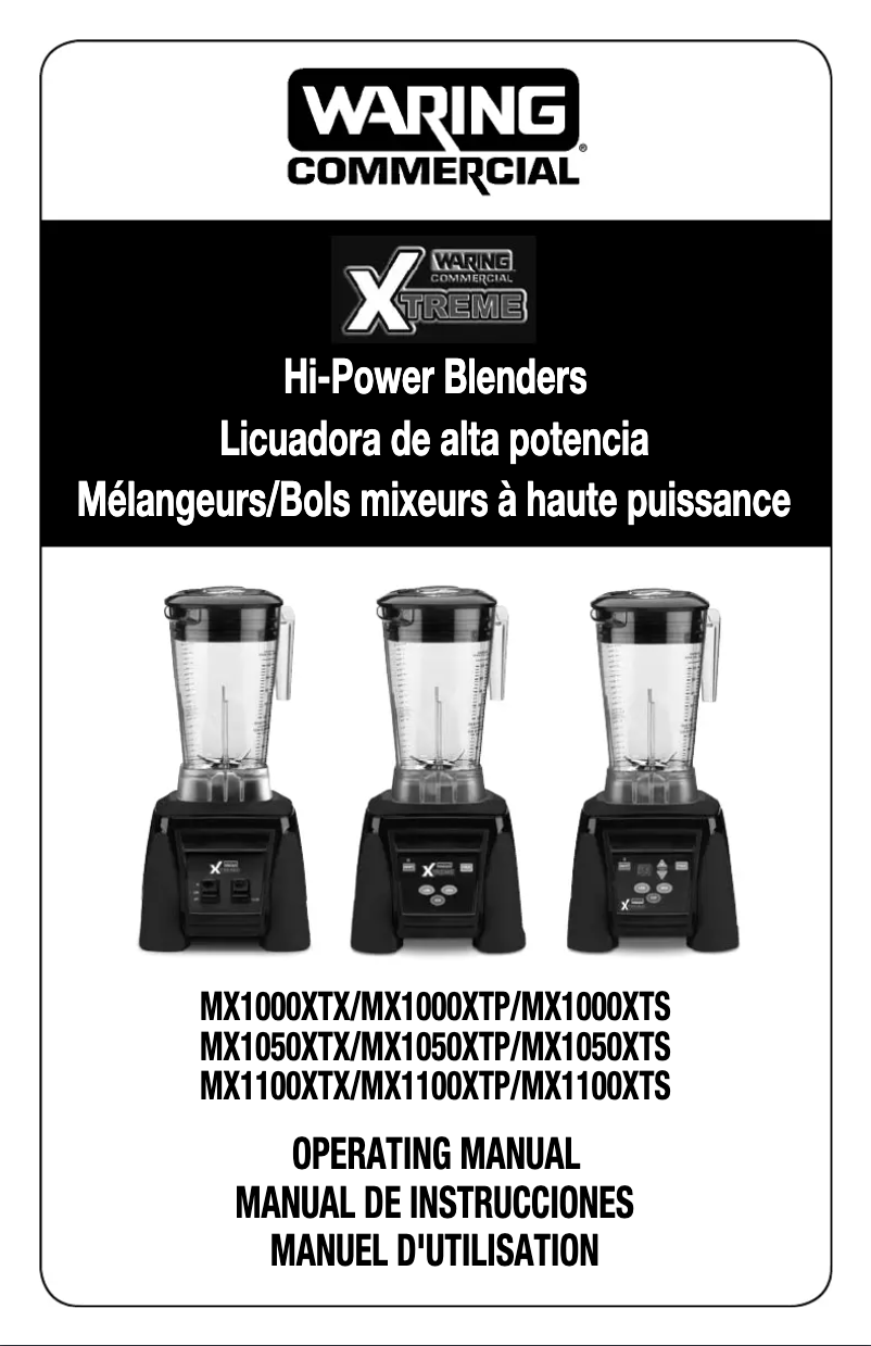 Page 1 de la notice Manuel utilisateur Waring Commercial MX1000XTP