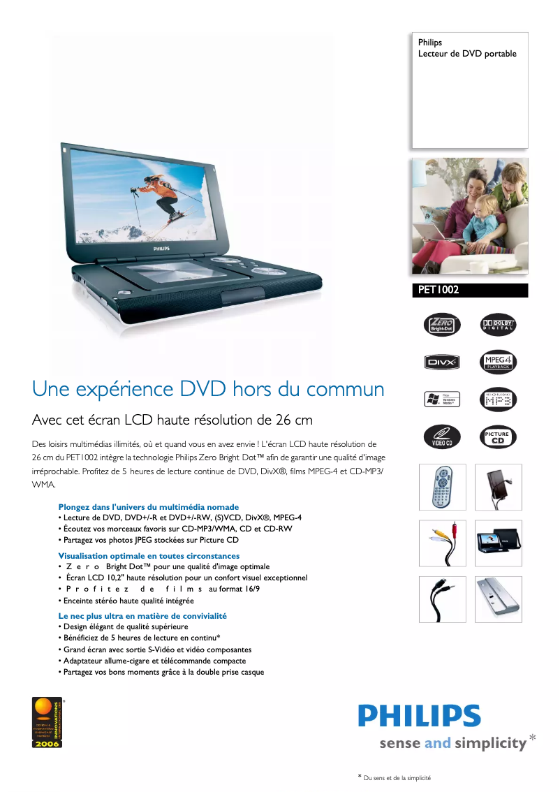 Page n°1 - Fiche technique Philips PET1002