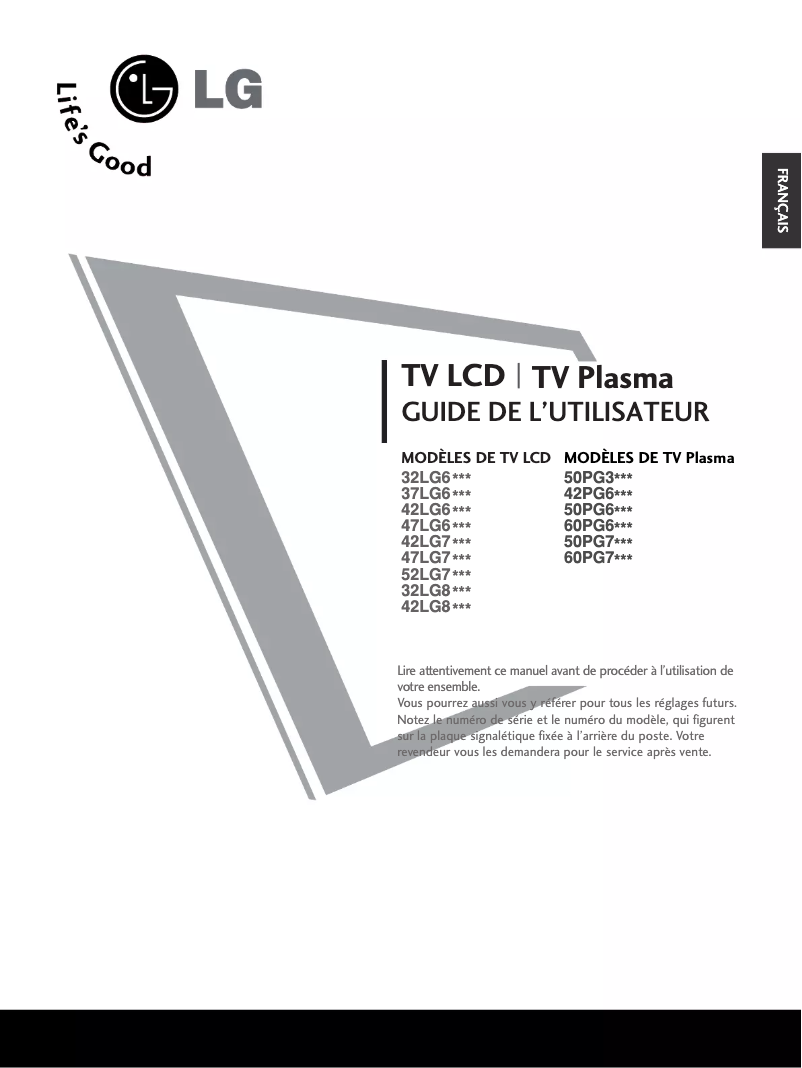 Page 1 de la notice Manuel utilisateur LG 60PG70FR