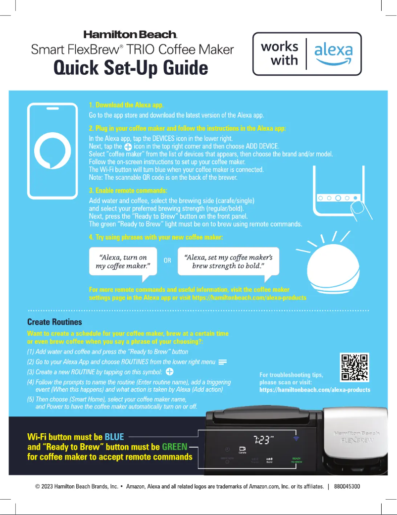 Page 1 de la notice Guide de démarrage rapide Hamilton Beach 49911