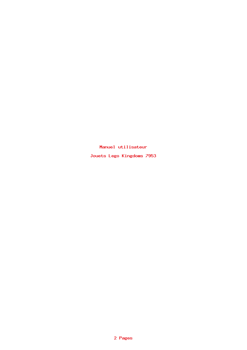 Page 1 de la notice Manuel utilisateur Lego Kingdoms 7953