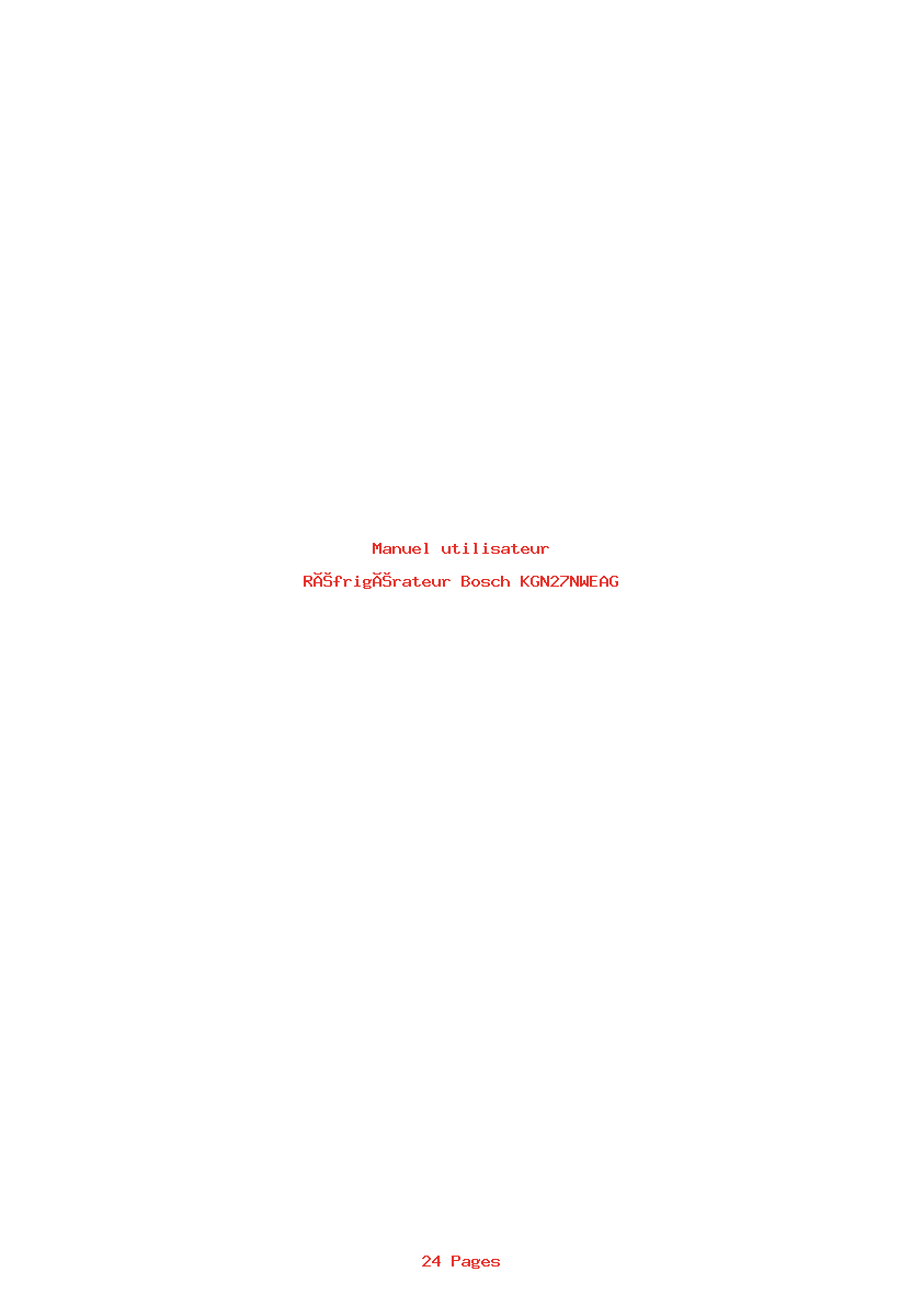 Page 1 de la notice Manuel utilisateur Bosch KGN27NWEAG
