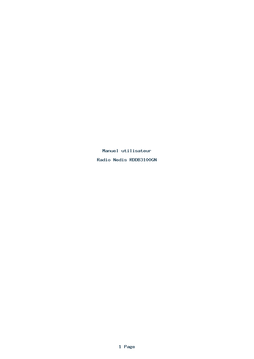 Page 1 de la notice Manuel utilisateur Nedis RDDB3100GN