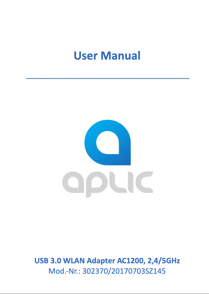 Page 1 of the manual User Manual Aplic 302370