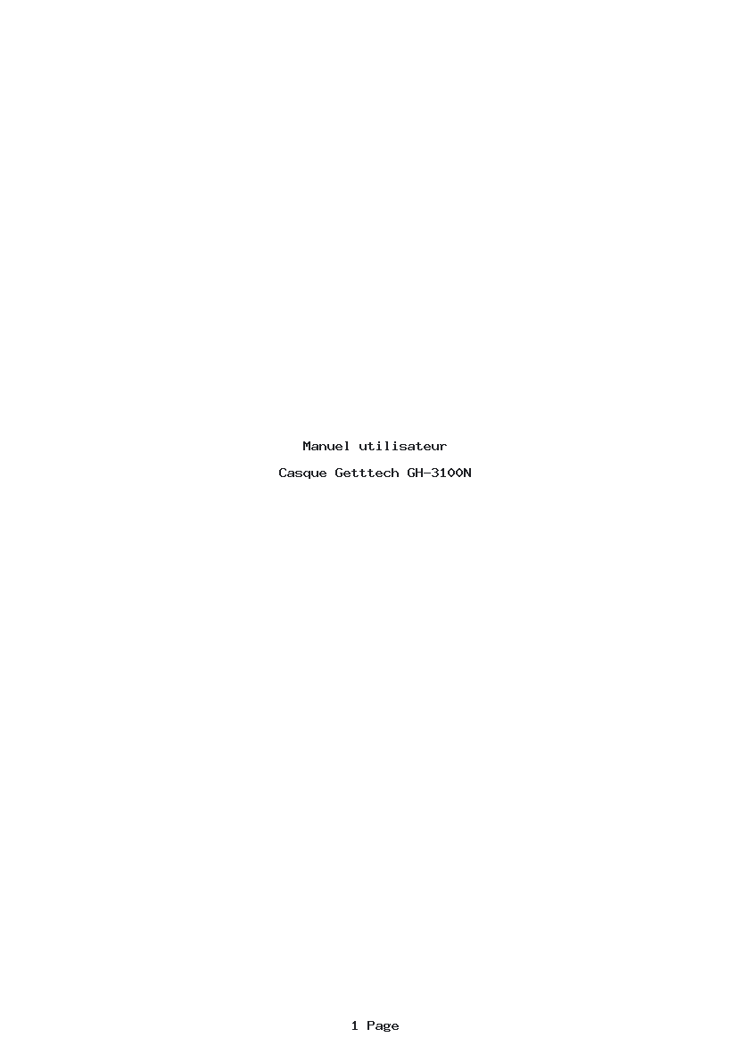 Page 1 de la notice Manuel utilisateur Getttech GH-3100N