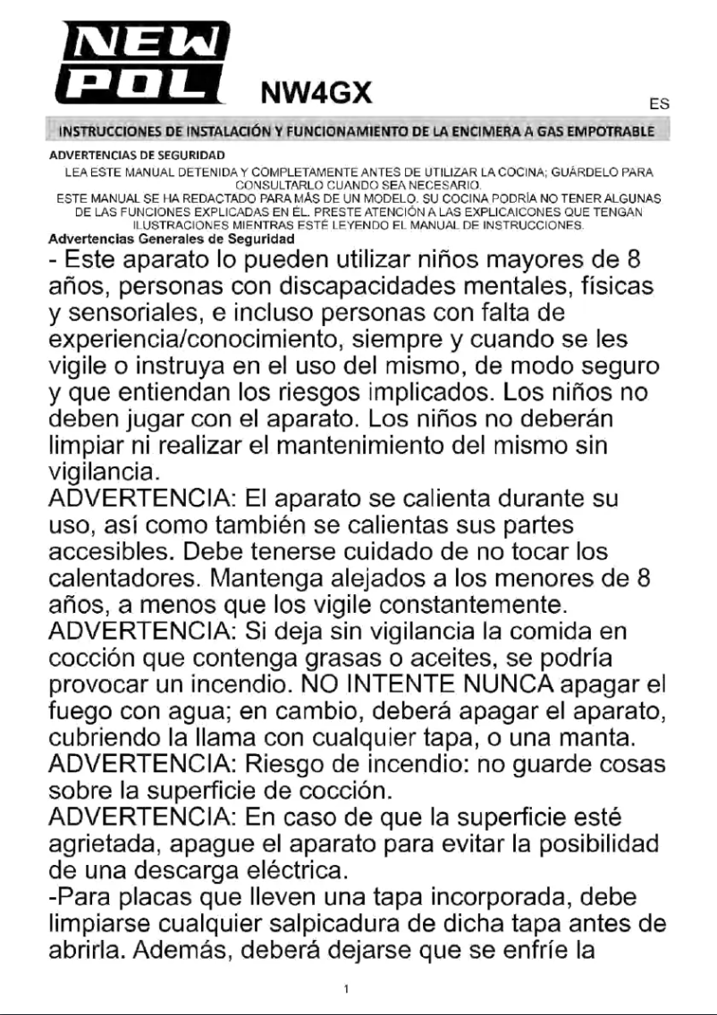 Page 1 de la notice Manuel utilisateur New Pol NW4GX