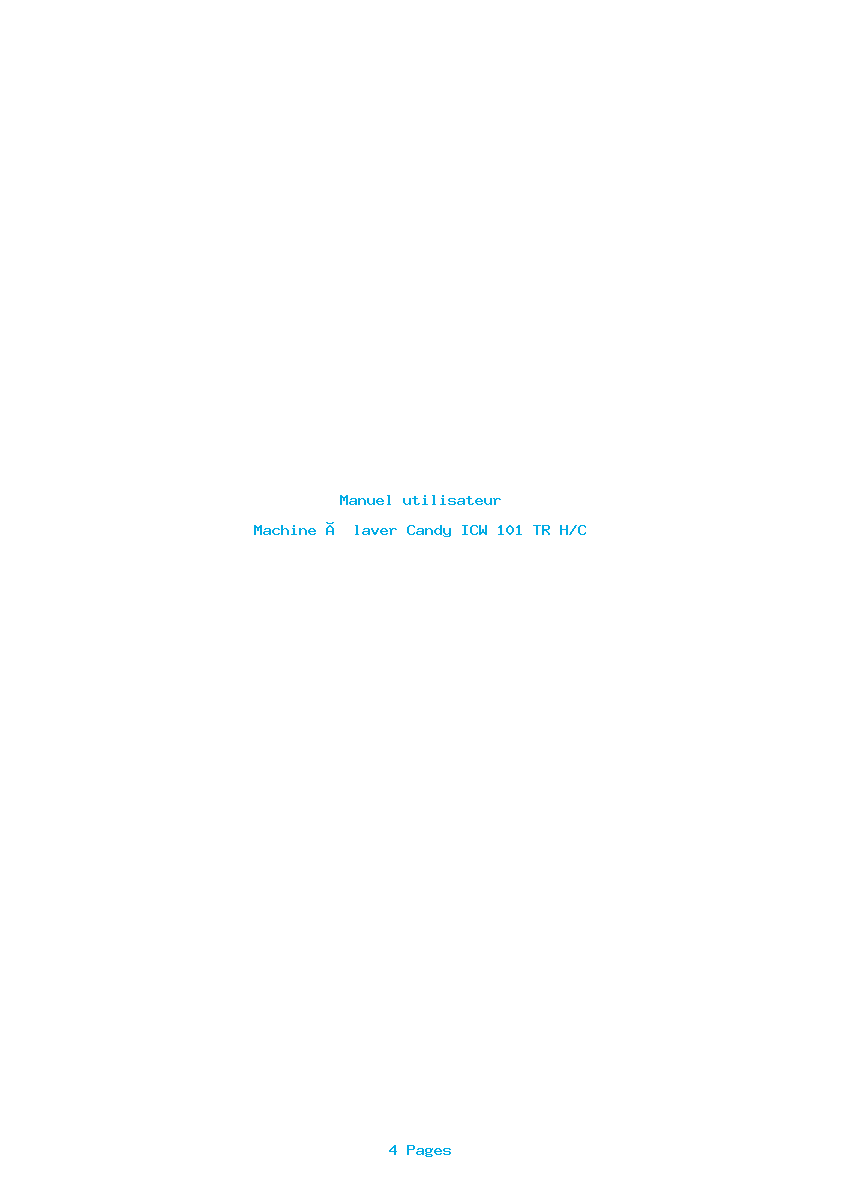 Page 1 de la notice Manuel utilisateur Candy ICW 101 TR H/C