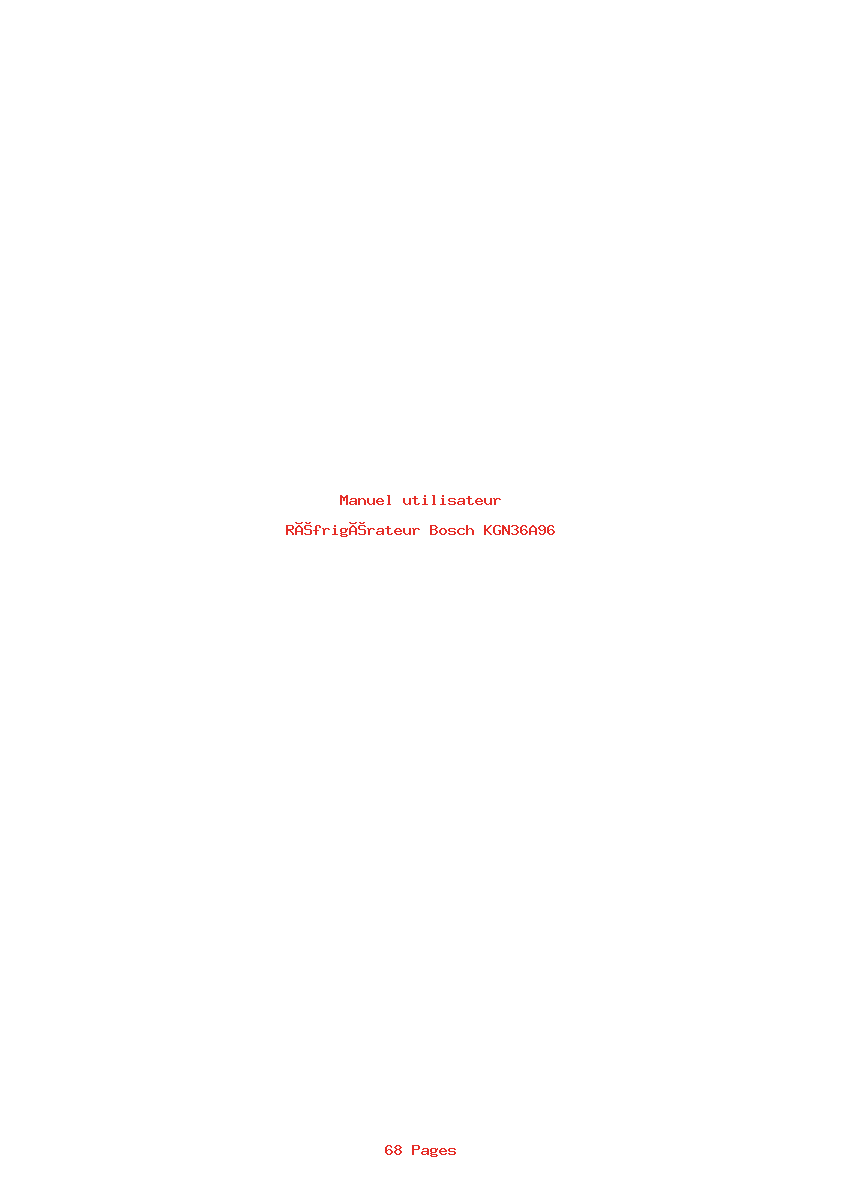 Page 1 de la notice Manuel utilisateur Bosch KGN36A96