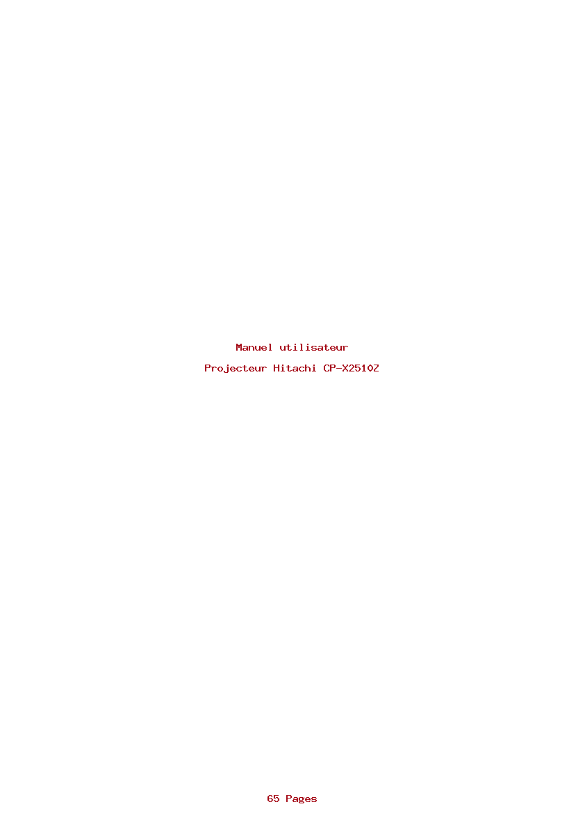 Page 1 de la notice Manuel utilisateur Hitachi CP-X2510Z