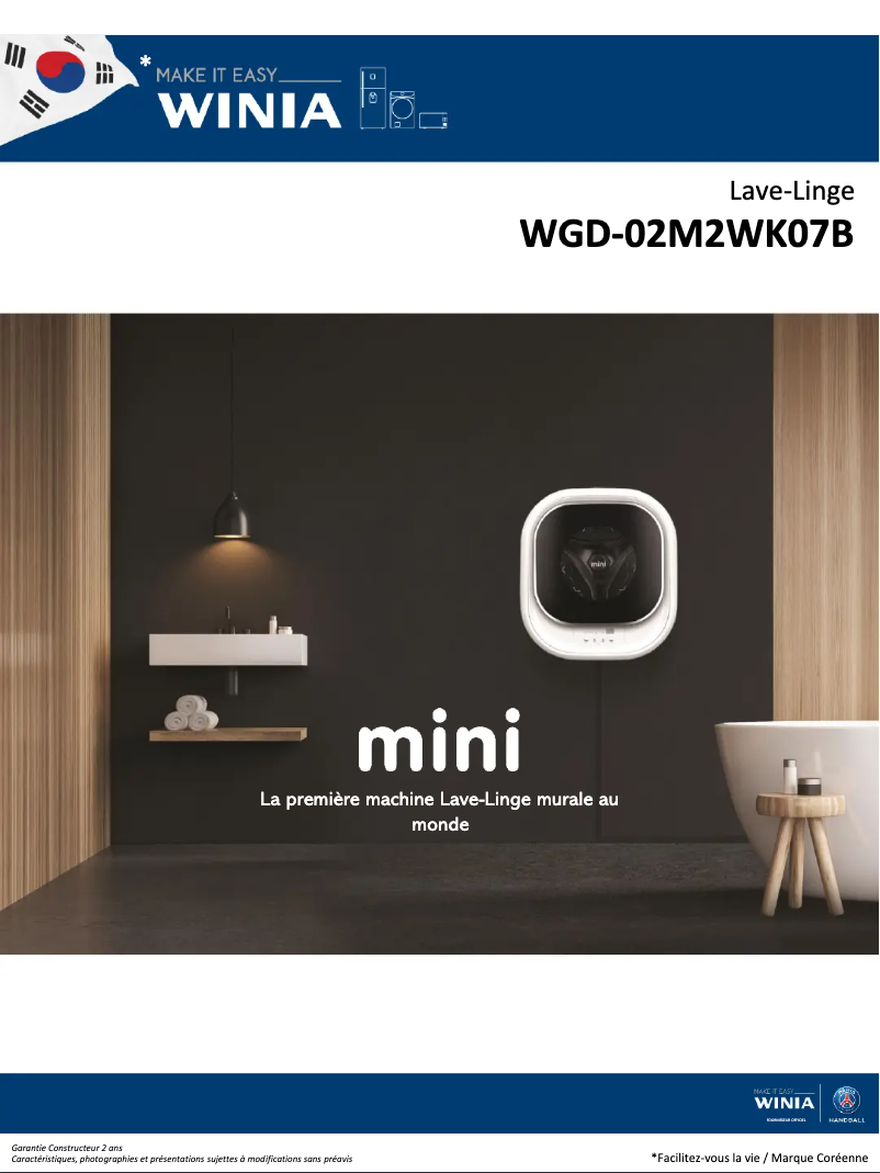 Page 1 de la notice Fiche technique Winia WGD-02M2WK07B
