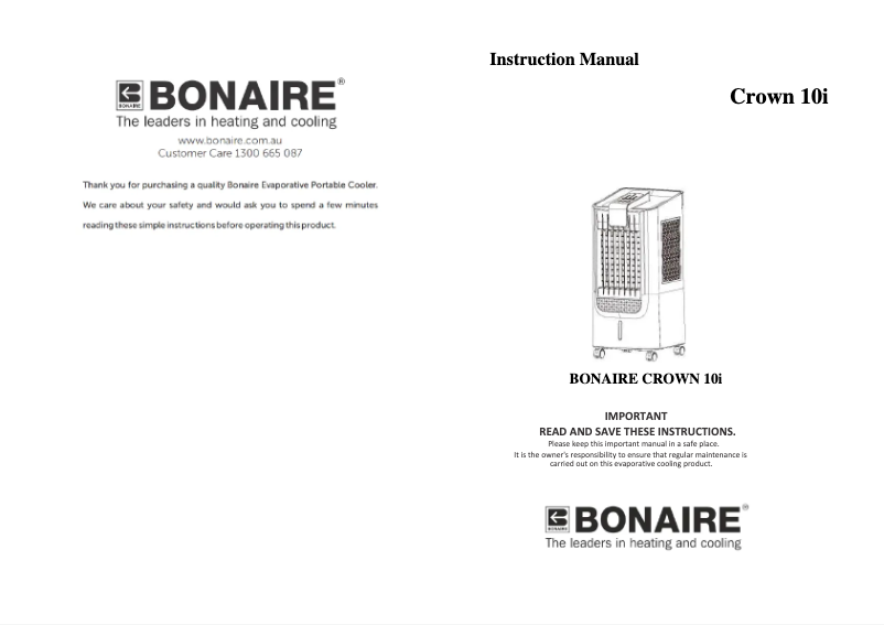 Page 1 de la notice Manuel utilisateur Bonaire Crown 10i