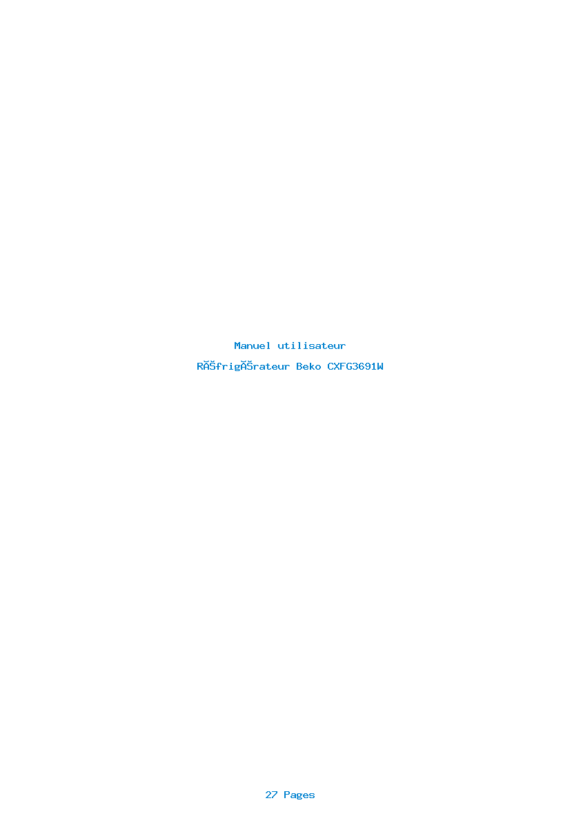 Page 1 de la notice Manuel utilisateur Beko CXFG3691W