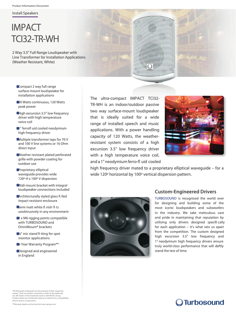Página 1 del manual Ficha técnica Turbosound Impact TCI32-TR