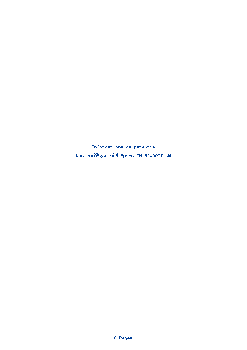 Page 1 de la notice Informations de garantie Epson TM-S2000II-NW