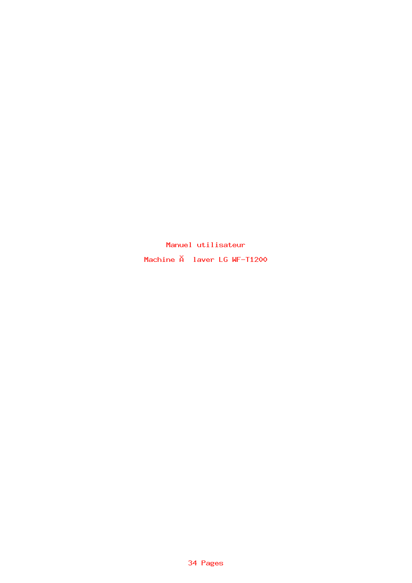 Page 1 de la notice Manuel utilisateur LG WF-T1200