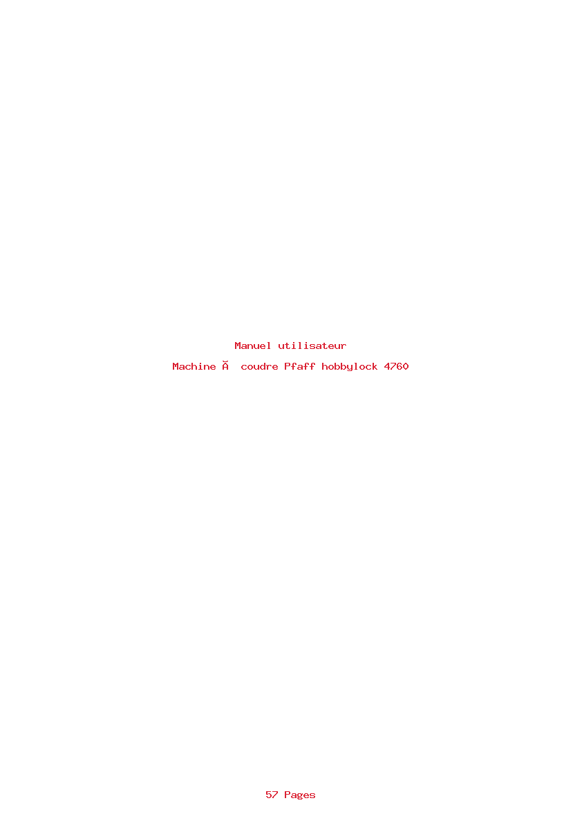 Page 1 de la notice Manuel utilisateur Pfaff hobbylock 4760