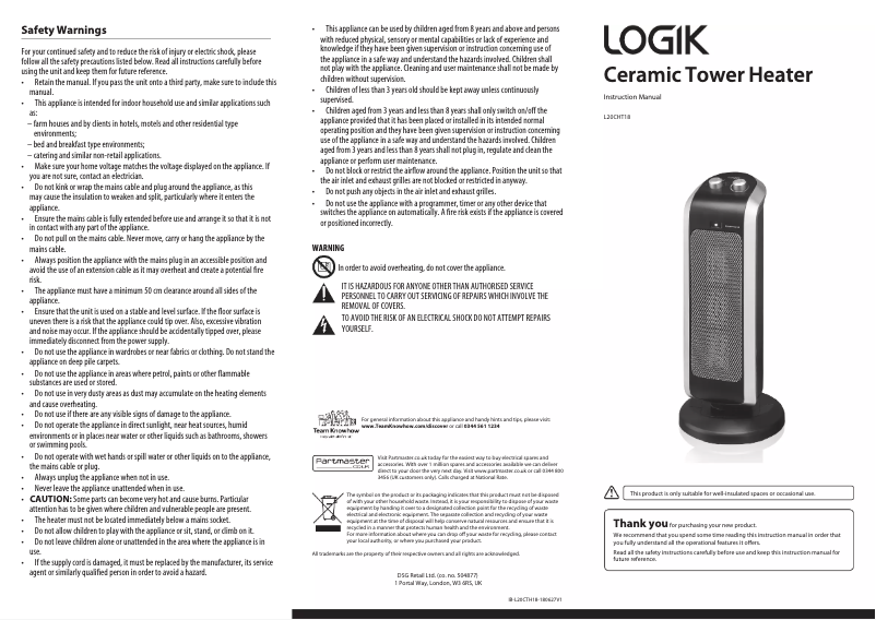 Page 1 of the manual User Manual Logik L20CTH18