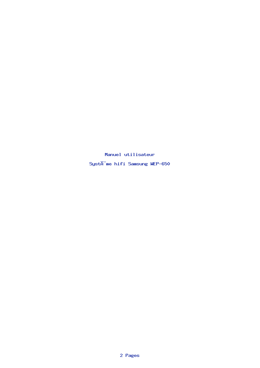 Page 1 de la notice Manuel utilisateur Samsung WEP-650