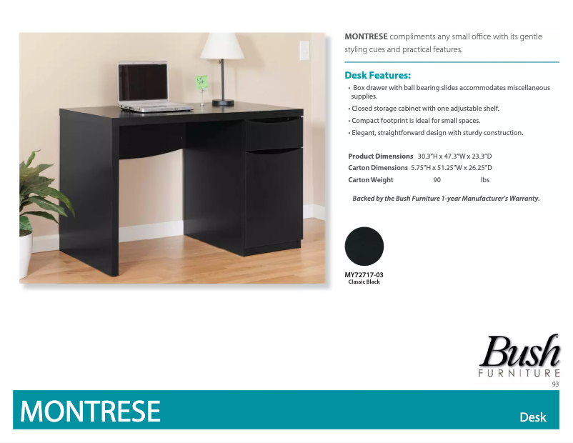 Page 1 de la notice Fiche technique Bush Montrese MY72717-03