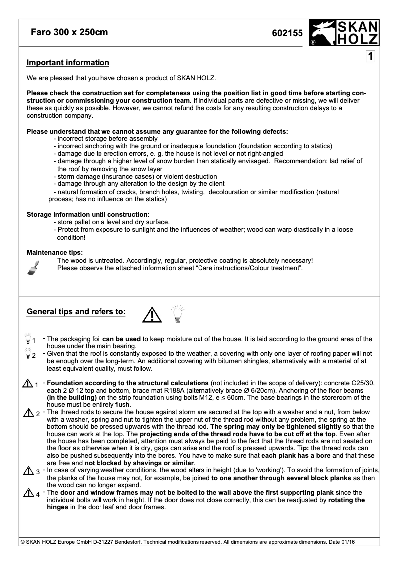 Page 1 de la notice Manuel utilisateur Skan Holz Faro