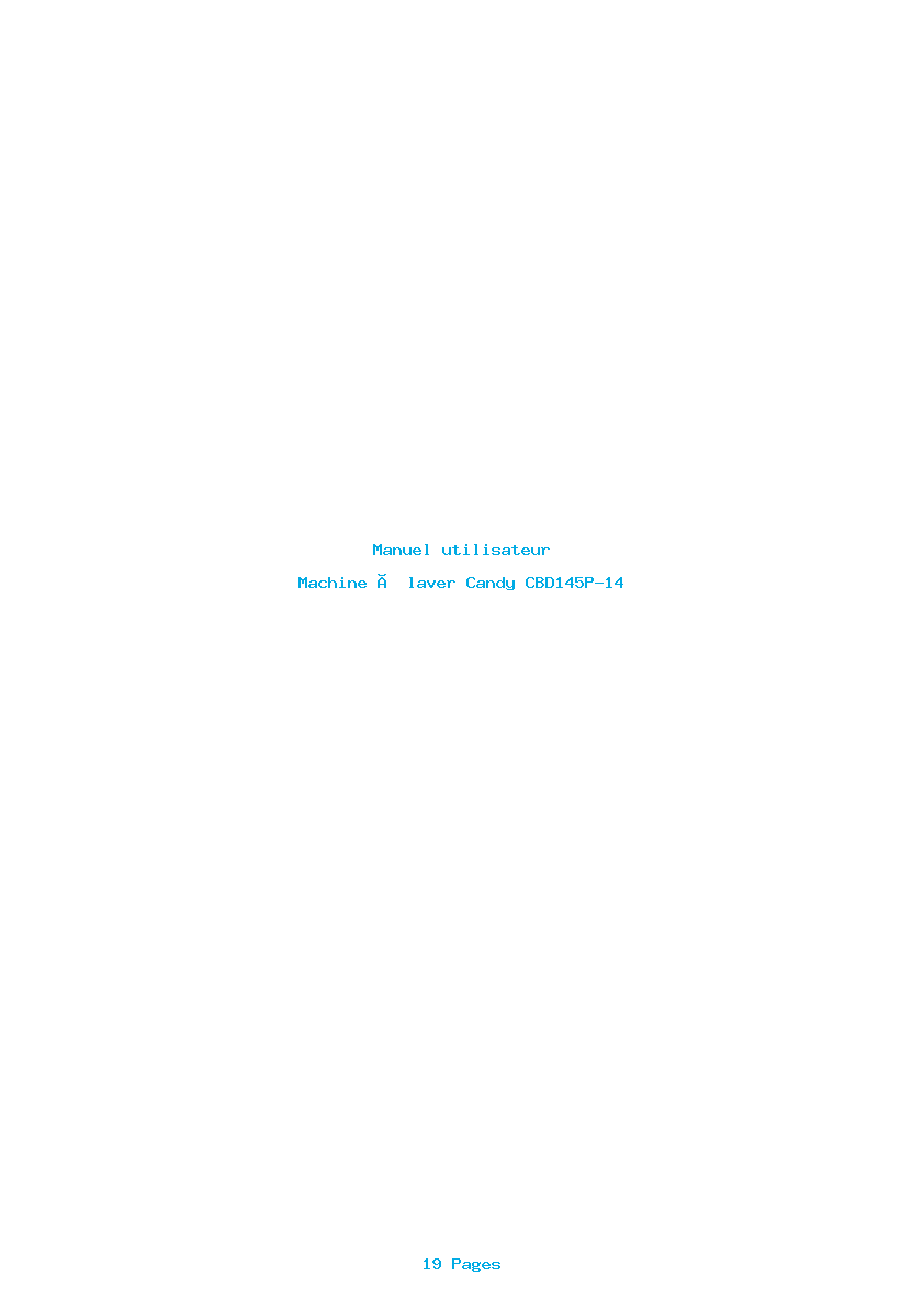 Page 1 de la notice Manuel utilisateur Candy CBD145P-14