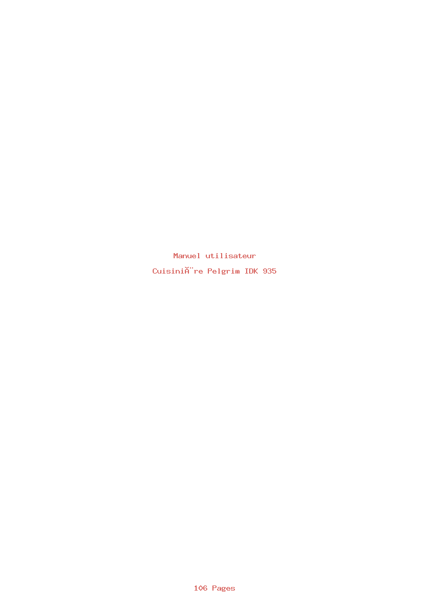 Page 1 de la notice Manuel utilisateur Pelgrim IDK 935