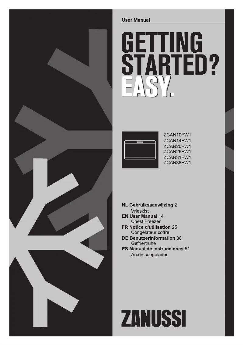 Page 1 de la notice Manuel utilisateur Zanussi ZCAN38FW1
