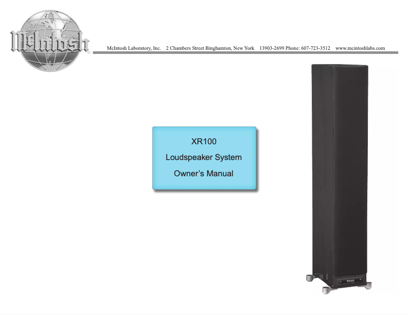 Page 1 de la notice Manuel utilisateur McIntosh XR100