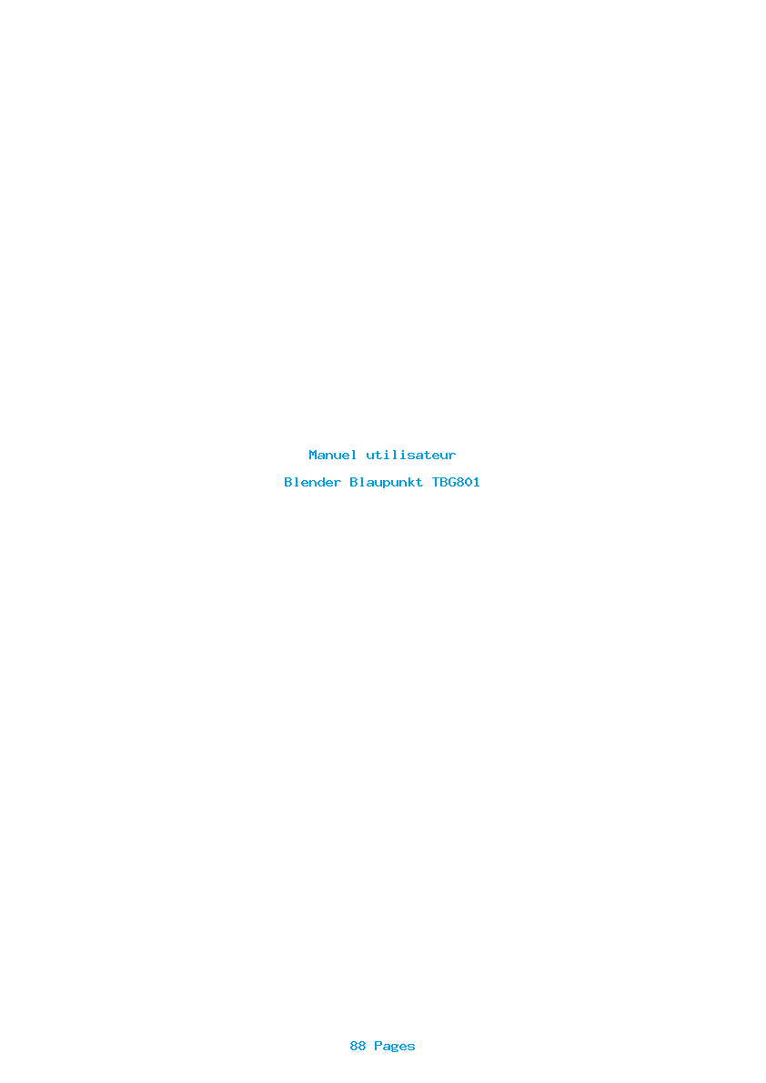Page 1 de la notice Manuel utilisateur Blaupunkt TBG801