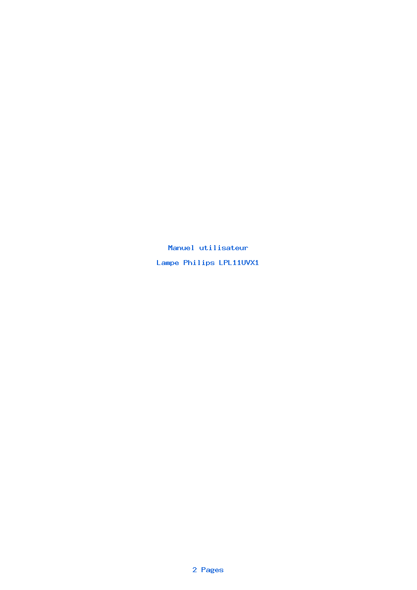 Page 1 de la notice Manuel utilisateur Philips LPL11UVX1