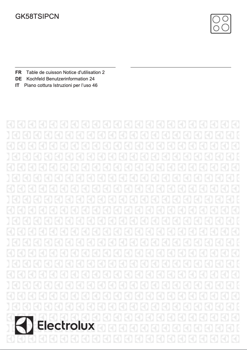 Page 1 de la notice Manuel utilisateur Electrolux GK58TSIPCN