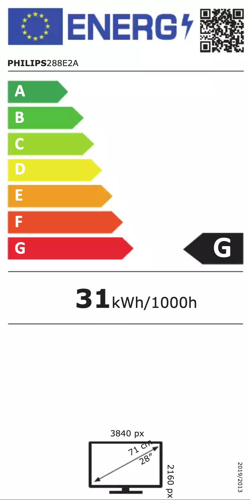 Page n°1 - Label énergétique Philips 288E2A
