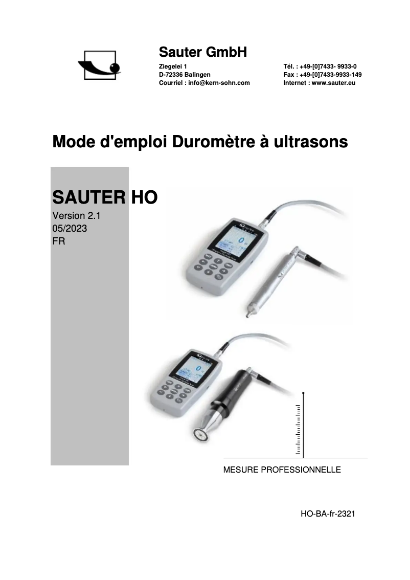 Page 1 de la notice Manuel utilisateur Kern HO 2K