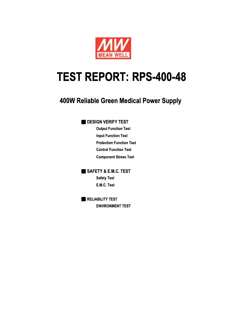 Page 1 de la notice Fiche technique Mean Well RPS-400-48