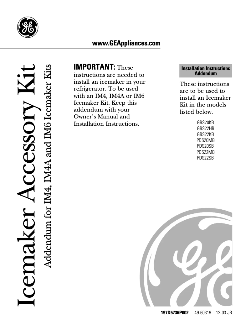 Image de la première page du manuel de l'appareil Profile PDS22MBPCC