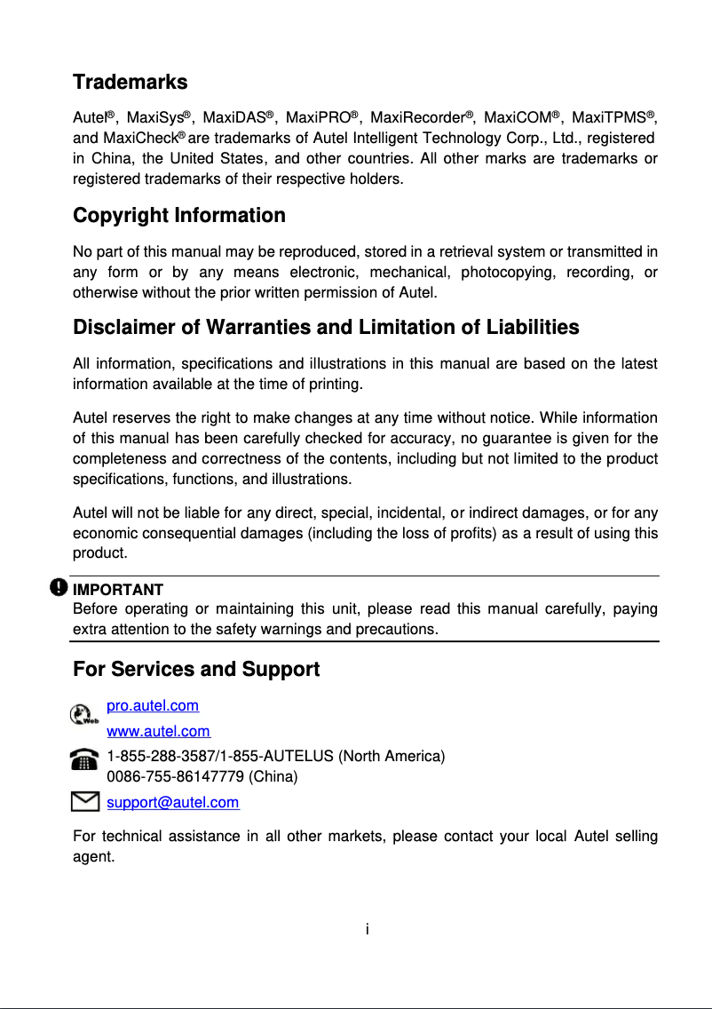 Page 1 de la notice Manuel utilisateur Autel MaxiCOM MK808S