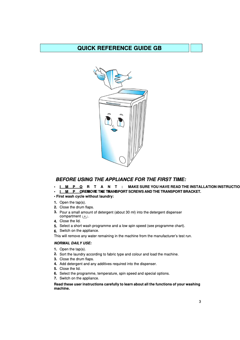 Página 1 del manual Manual de usuario Whirlpool AWT 4063