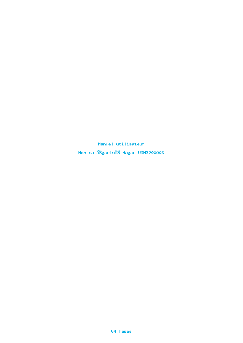 Page 1 de la notice Manuel utilisateur Hager UDM3200Q06
