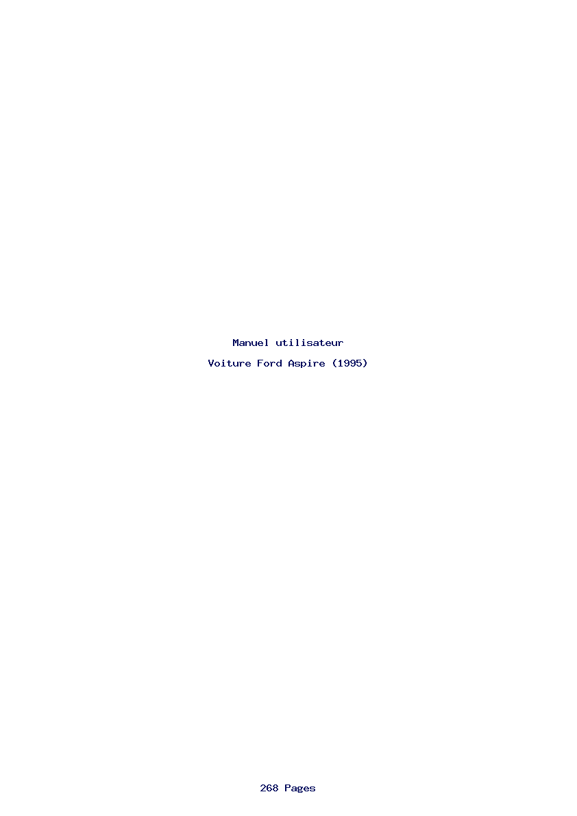 Page 1 de la notice Manuel utilisateur Ford Aspire (1995)