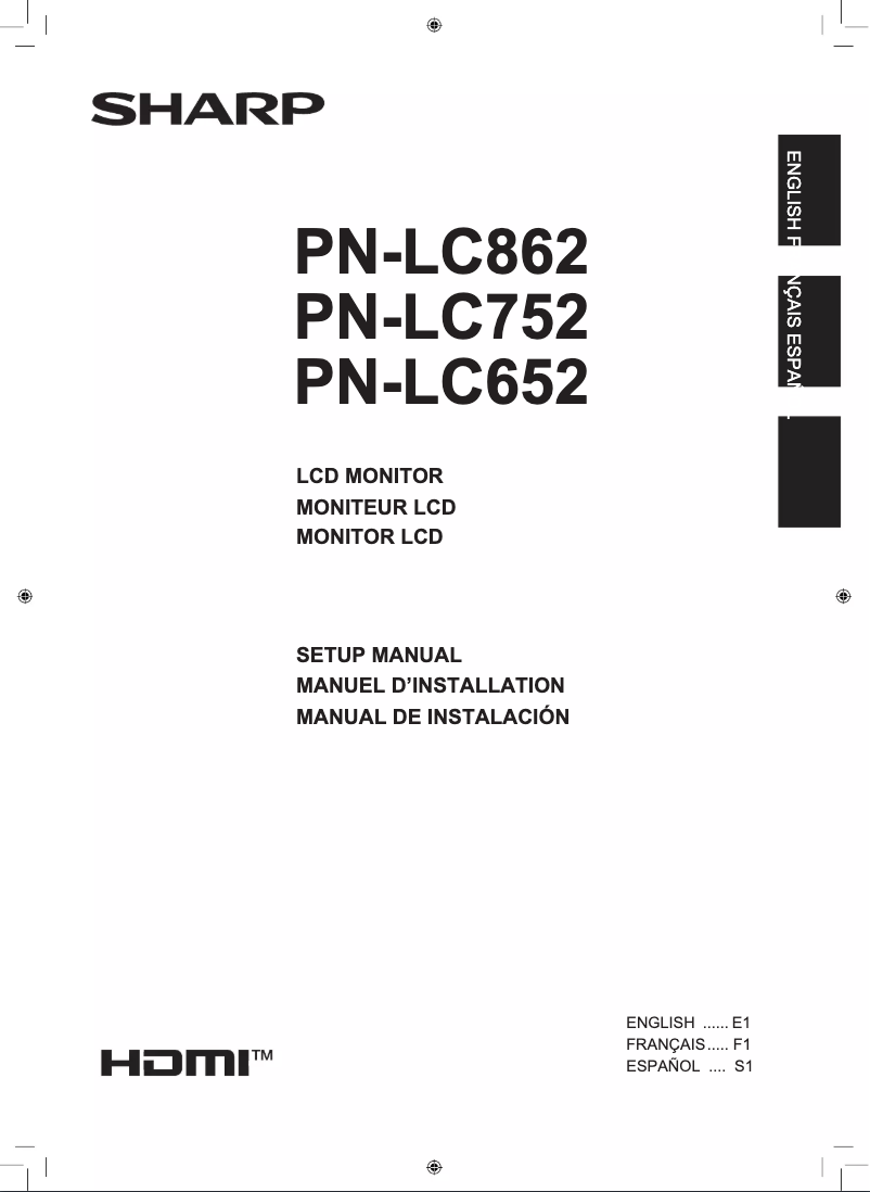 Page 1 de la notice Manuel utilisateur Sharp PN-LC862
