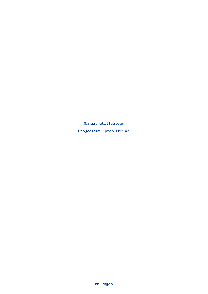 Page 1 de la notice Manuel utilisateur Epson EMP-X3