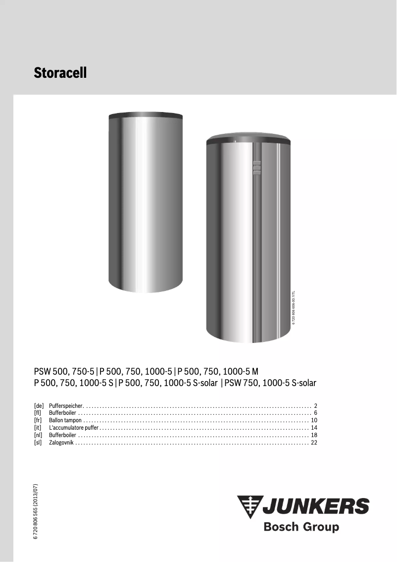 Page 1 de la notice Manuel utilisateur Junkers P 1000-5 S-SOLAR