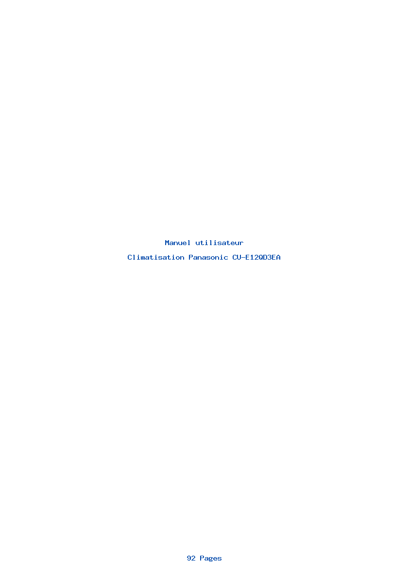 Page 1 de la notice Manuel utilisateur Panasonic CU-E12QD3EA