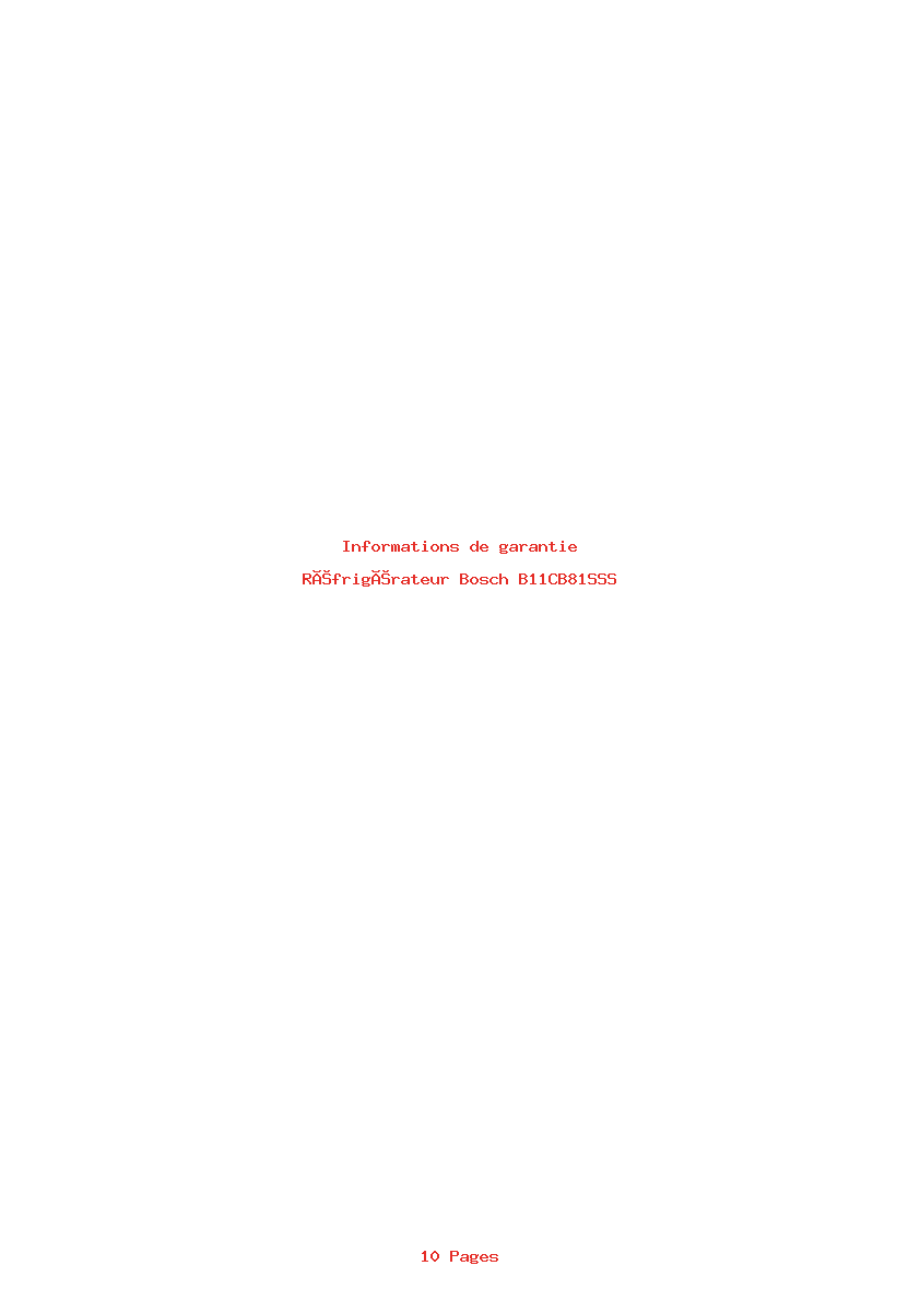 Page 1 de la notice Informations de garantie Bosch B11CB81SSS