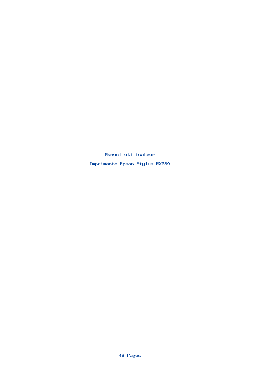 Page 1 de la notice Manuel utilisateur Epson Stylus RX680
