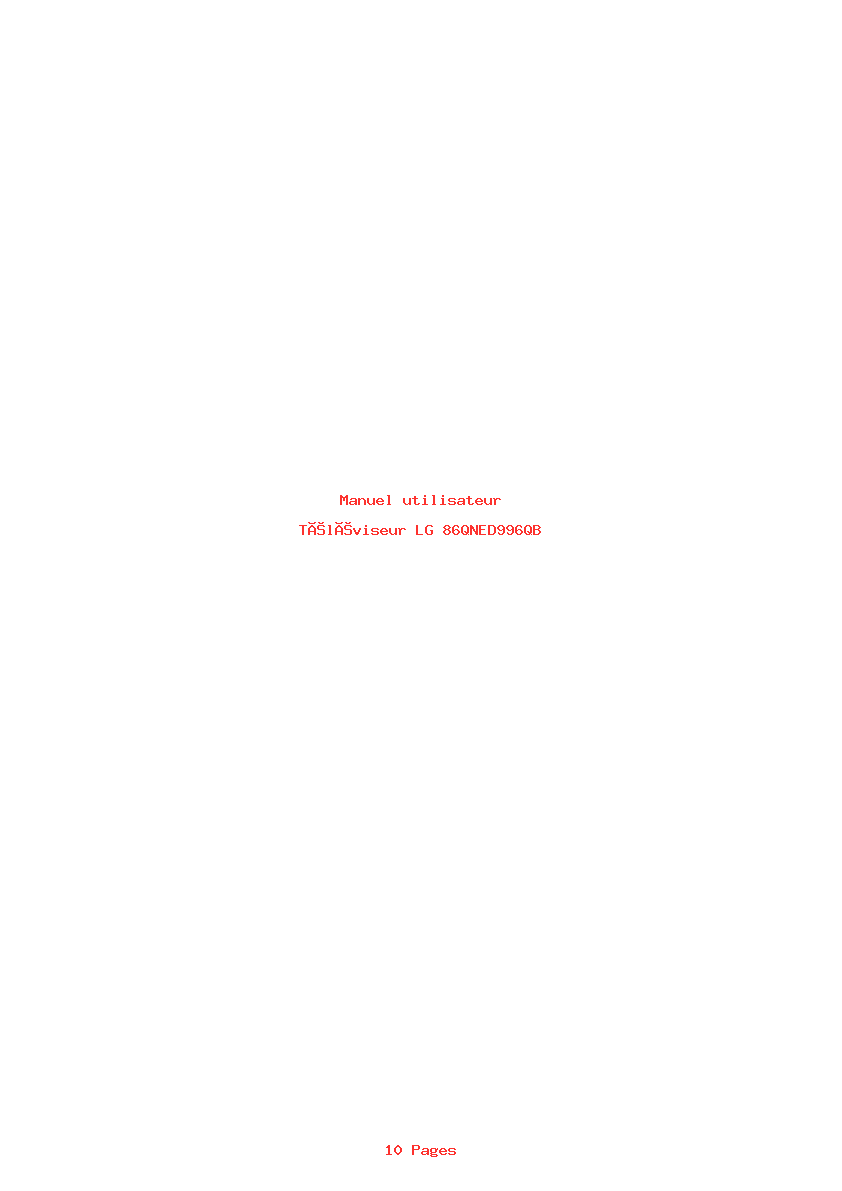 Page 1 de la notice Manuel utilisateur LG 86QNED996QB