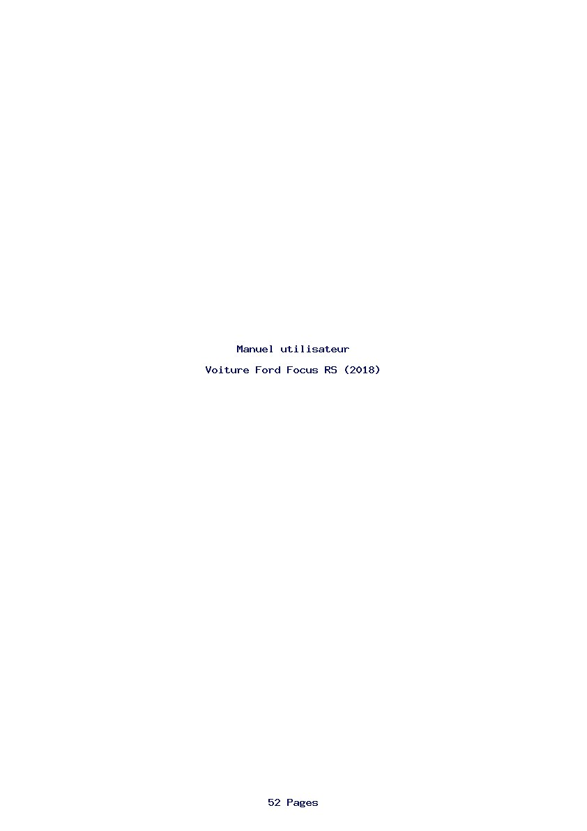 Page 1 de la notice Manuel utilisateur Ford Focus RS (2018)